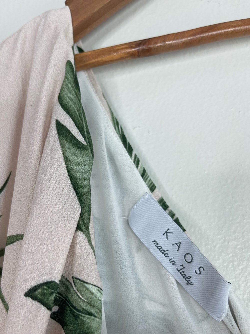 KAOS One Shoulder Tropical Palm Print Midi Dres Beige Botanical Resort Wedding S - Picture 8 of 9